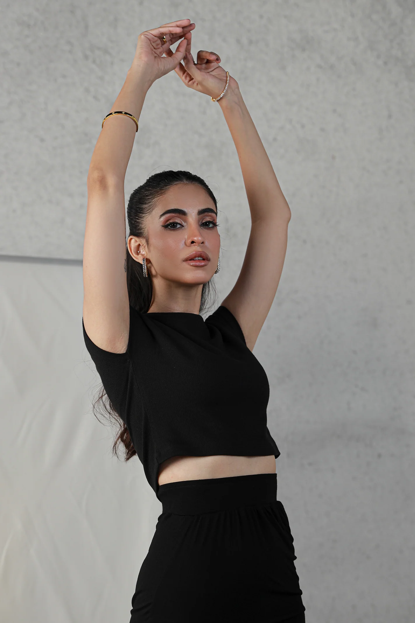 Rib Cropped Top - Black - Image 4