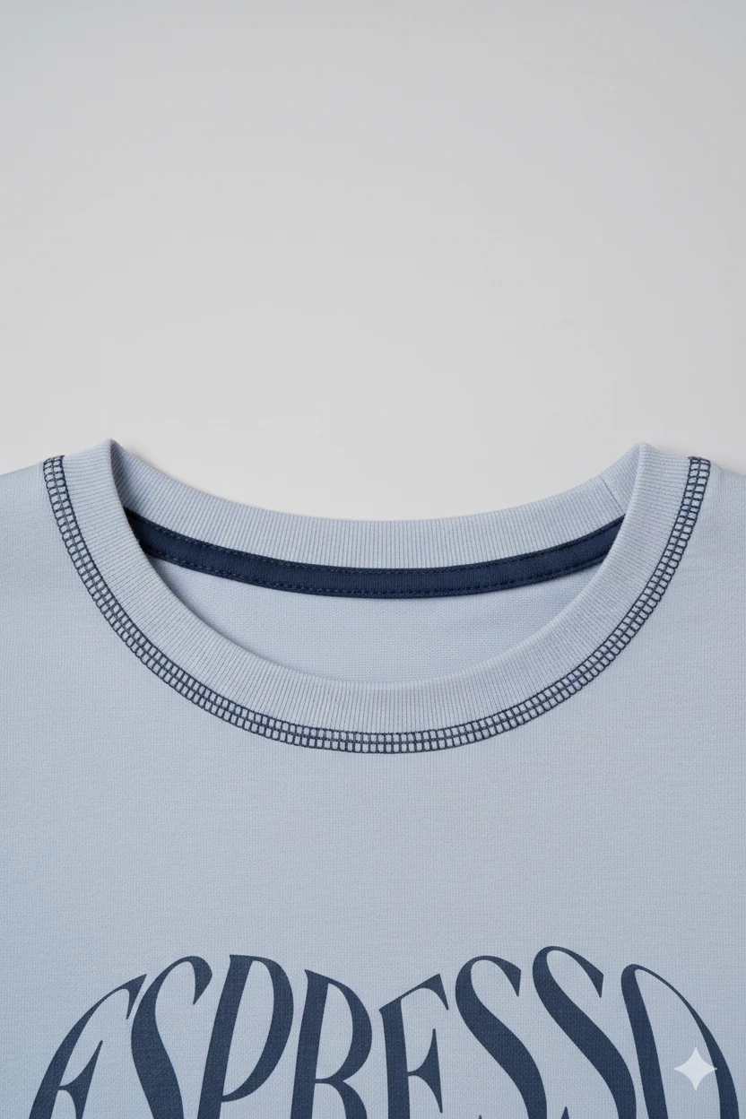 Body Fit Graphic Top - Light Blue - Image 3