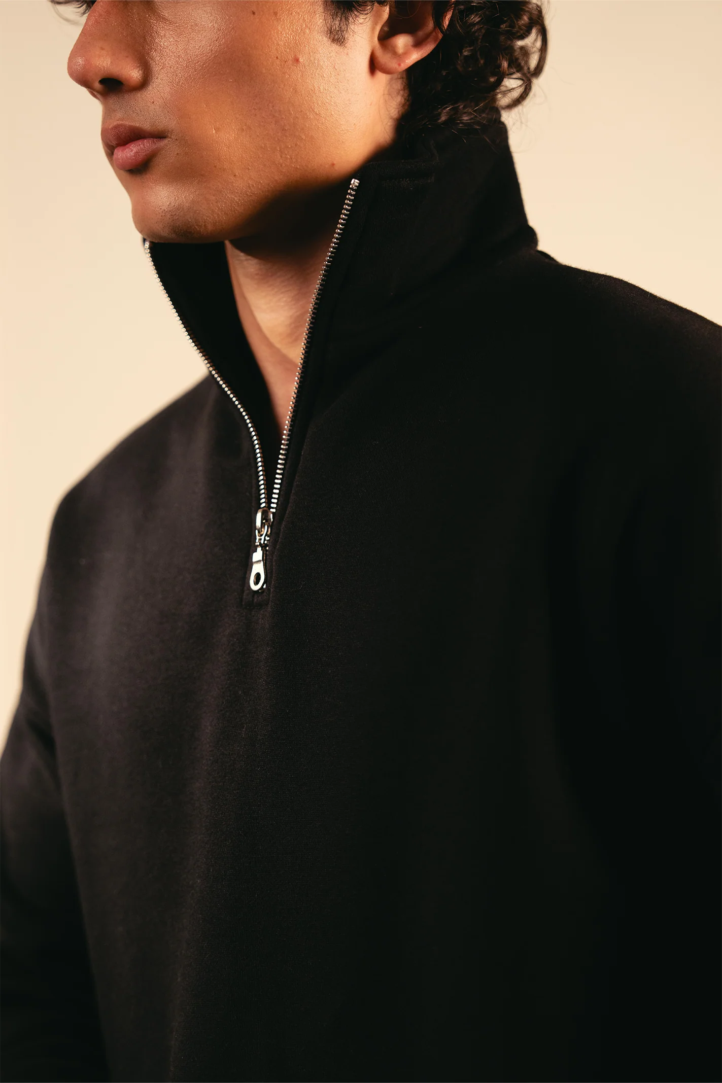 Classic Quarter Zip Sweatshirt – Black - Image 2