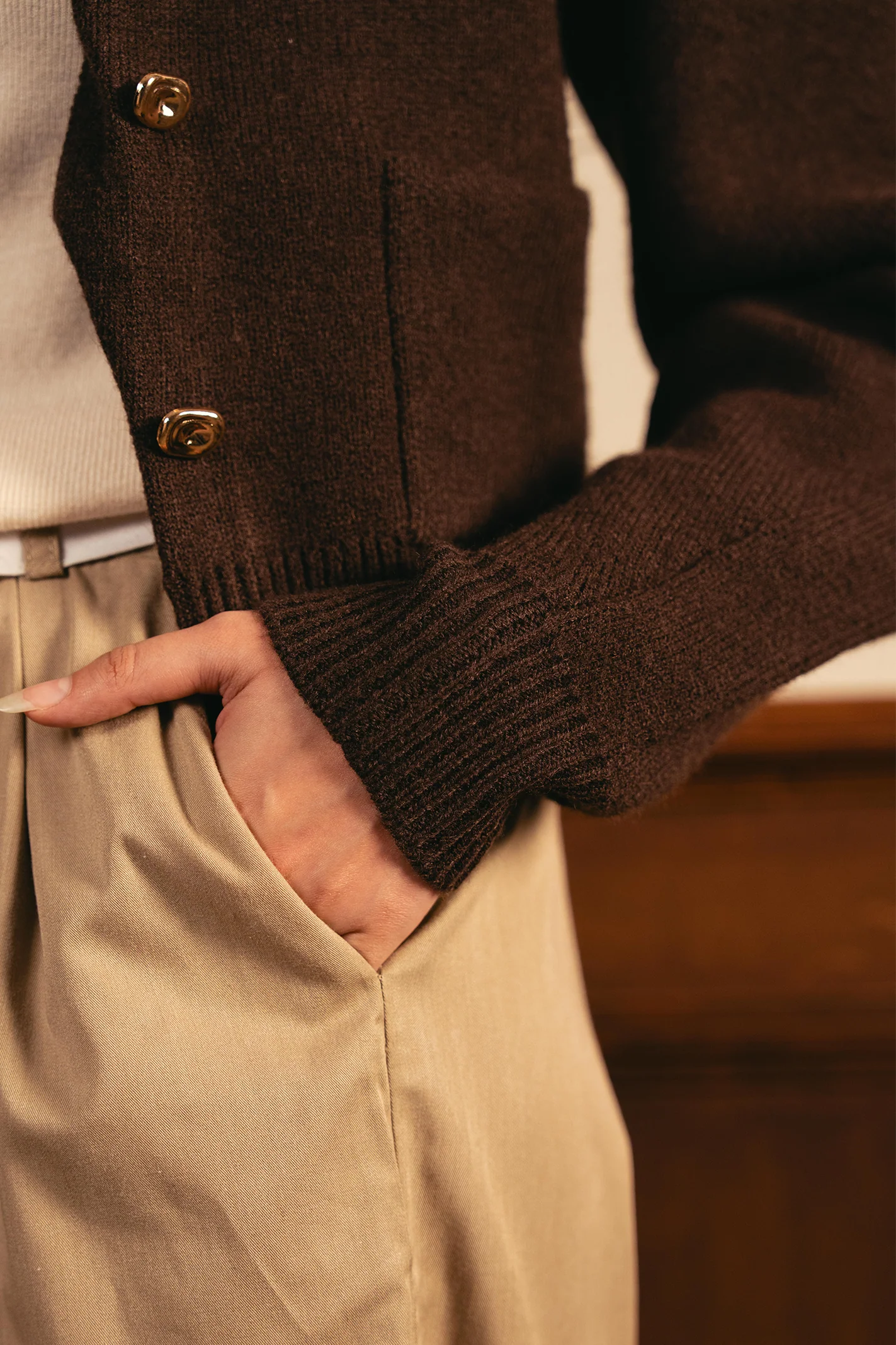 Cocoa Soft Knit Cardigan - Brown - Image 6