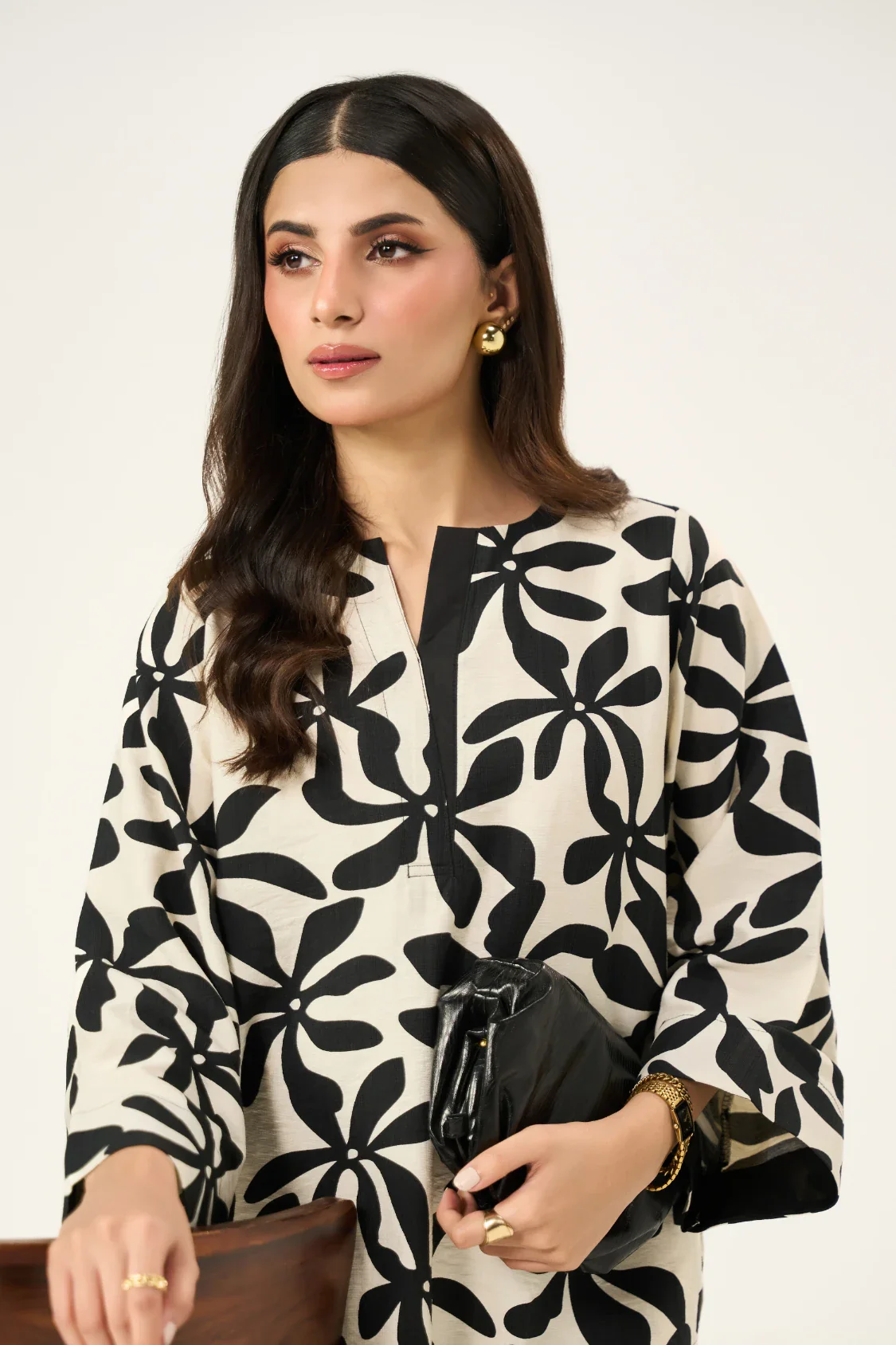 Flora Linen Co-Ord Set - Black & Cream - Image 5