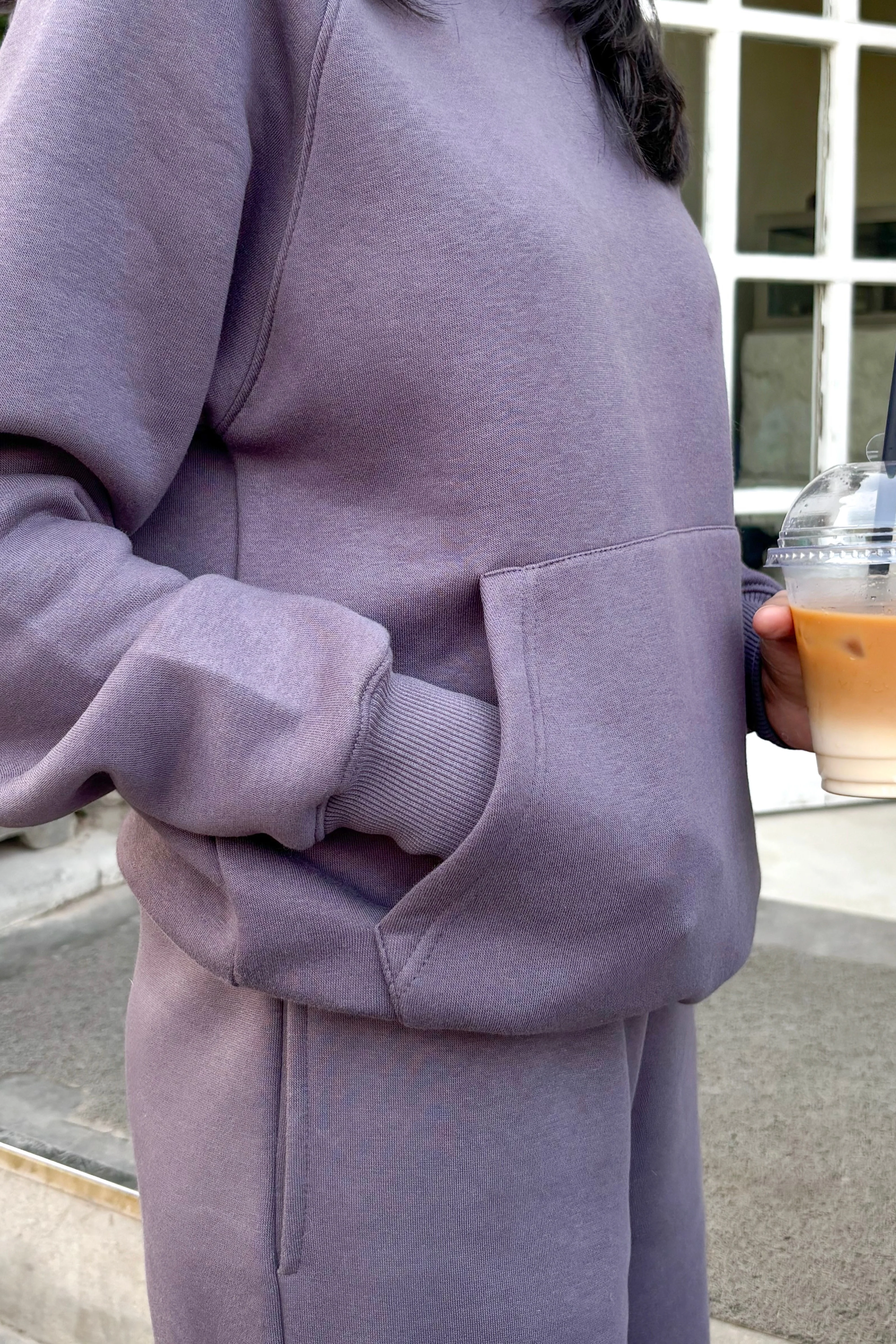 Women Heavy Fleece Pull-over Hoodie - Ash Plum - Image 3