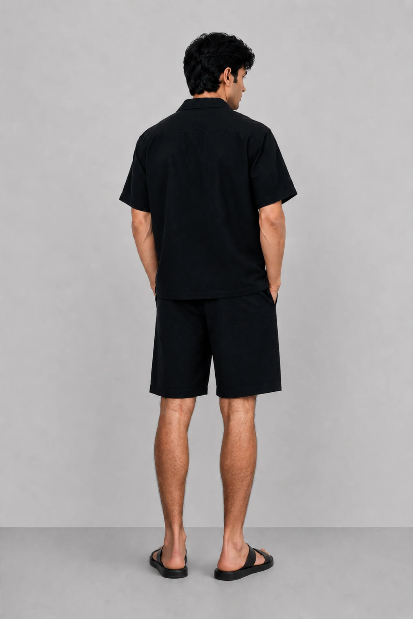 Cuban Collar Boxy Fit Shirt – Black - Image 3