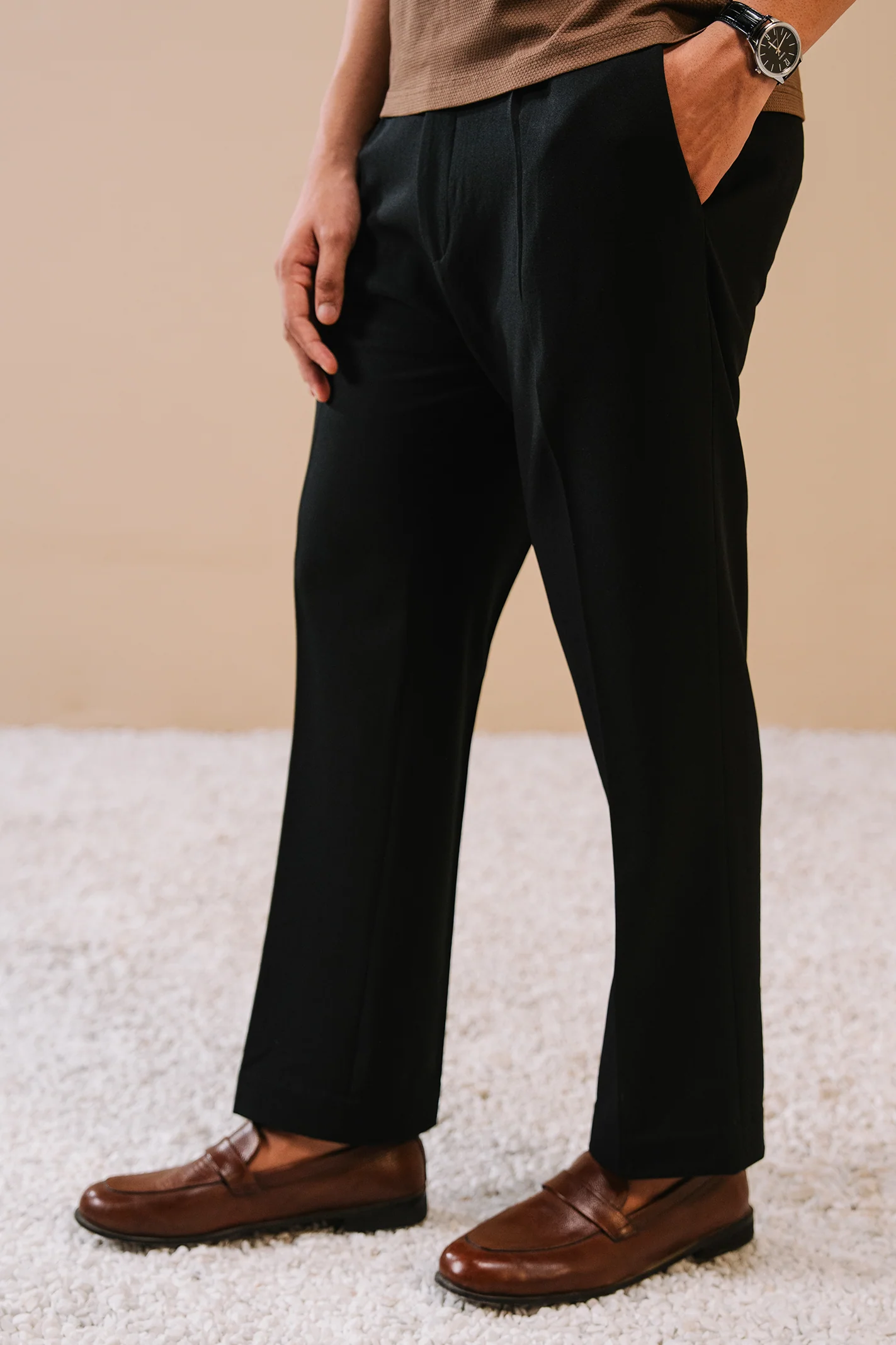 Pleated Dress Pants – Black - Image 3