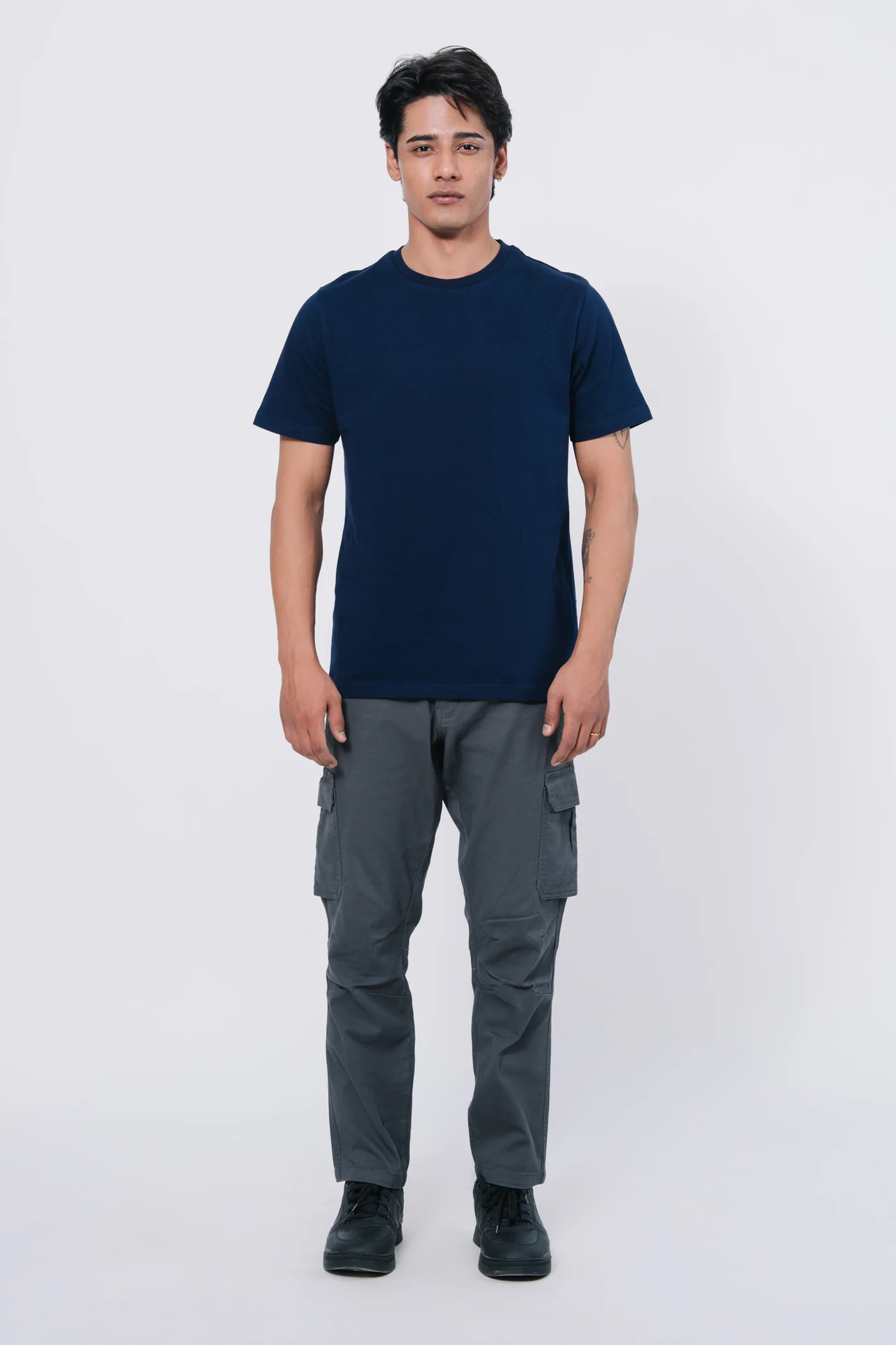 Premium Cotton T-Shirt – Navy Blue - Image 5