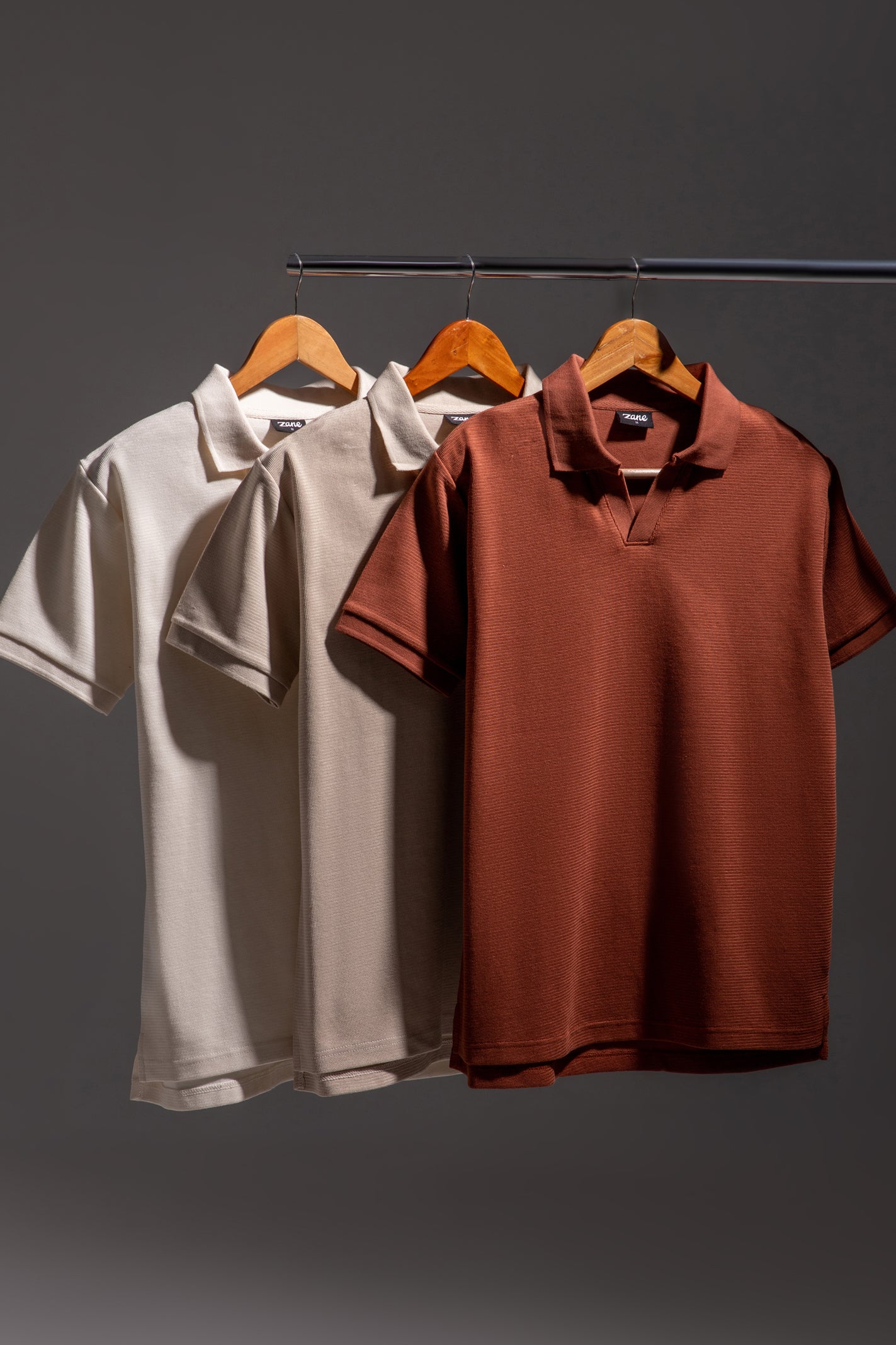 Textured Polo Shirt – Rust - Image 5