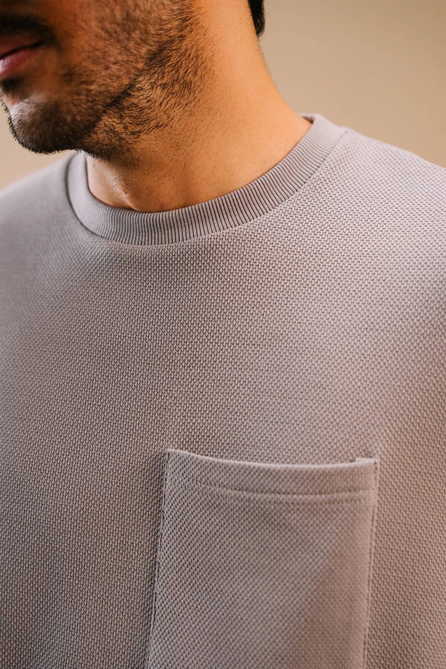 Textured Regular Fit T-Shirt – Grey - Image 5