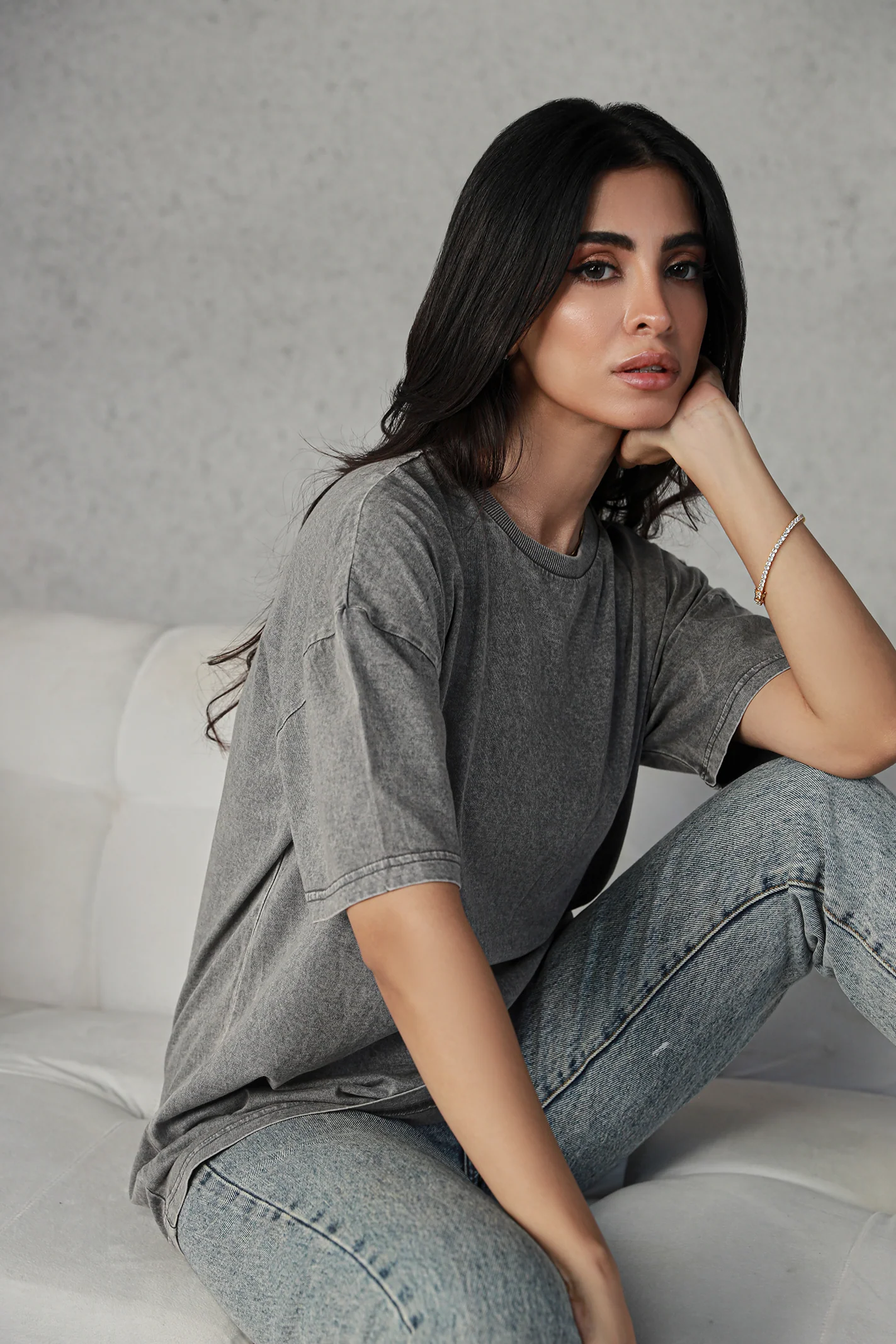 Women Oversized Wash Tee - Charcoal - Image 4