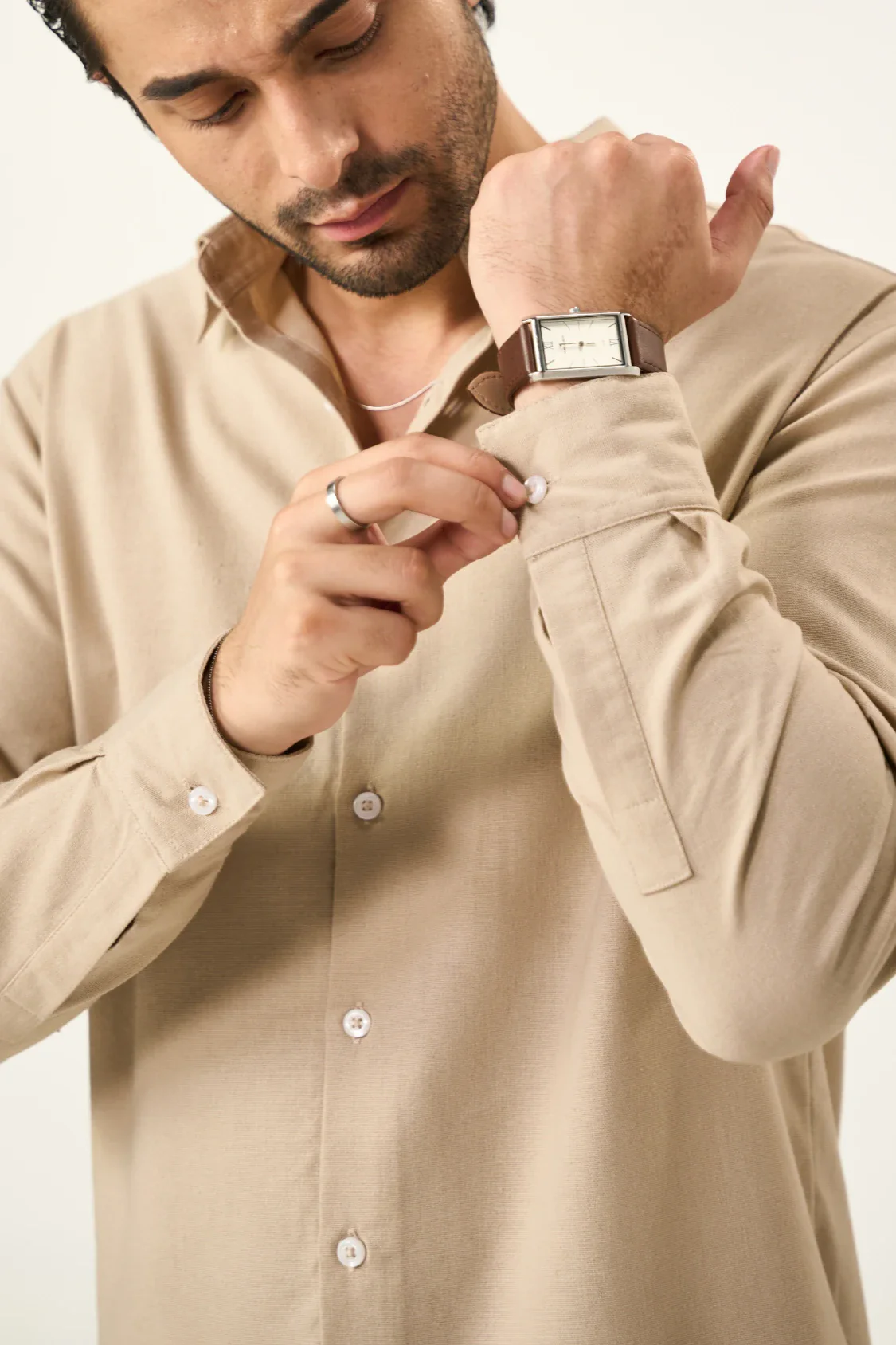 Relaxed Linen Shirt - Sandy Beige - Image 5