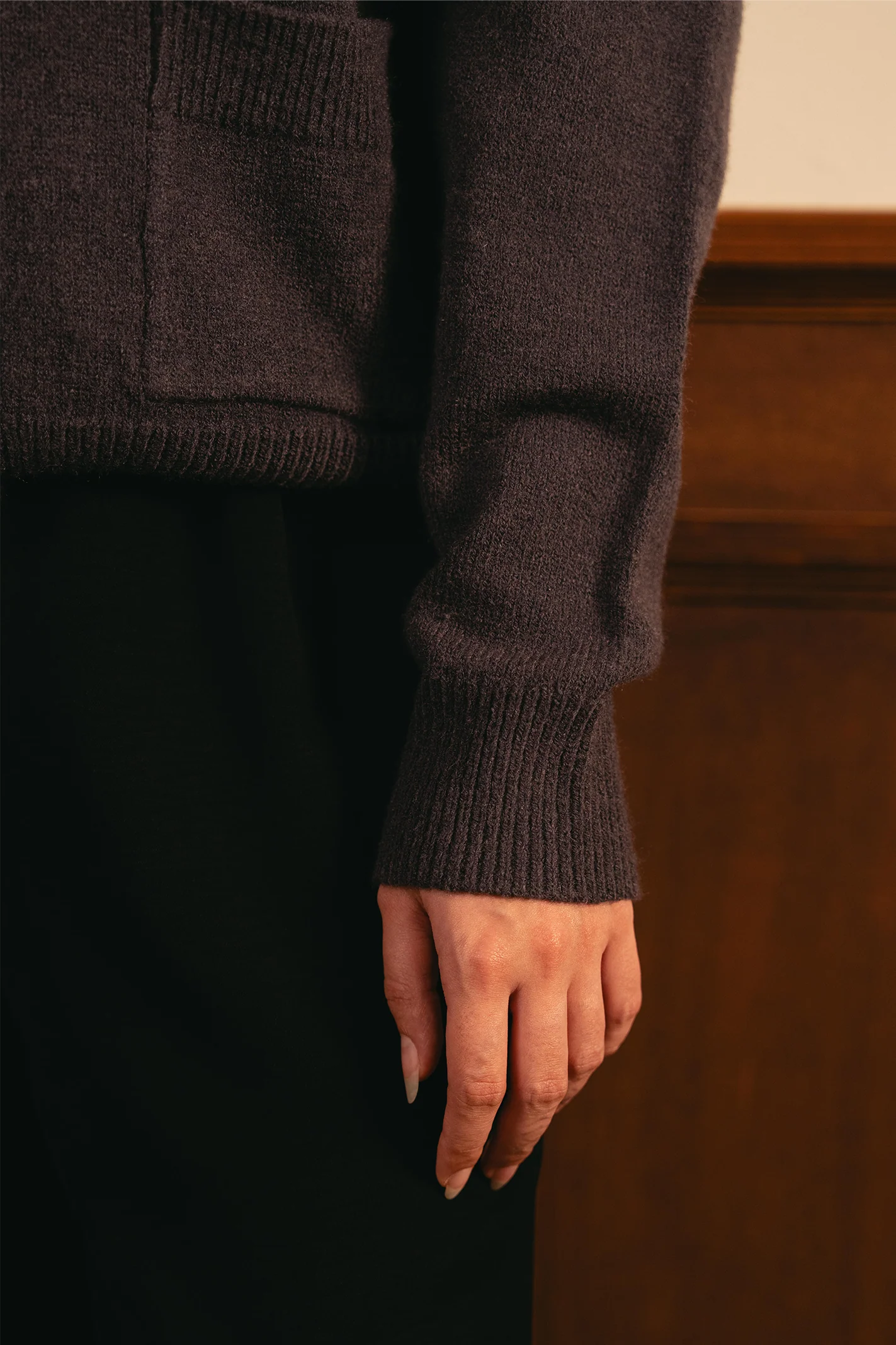 Snug-fit Wool Cardigan - Charcoal - Image 7