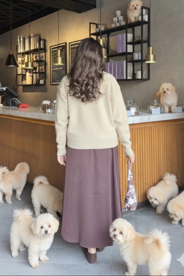 Snug-fit Wool Cardigan - Nude - Image 2