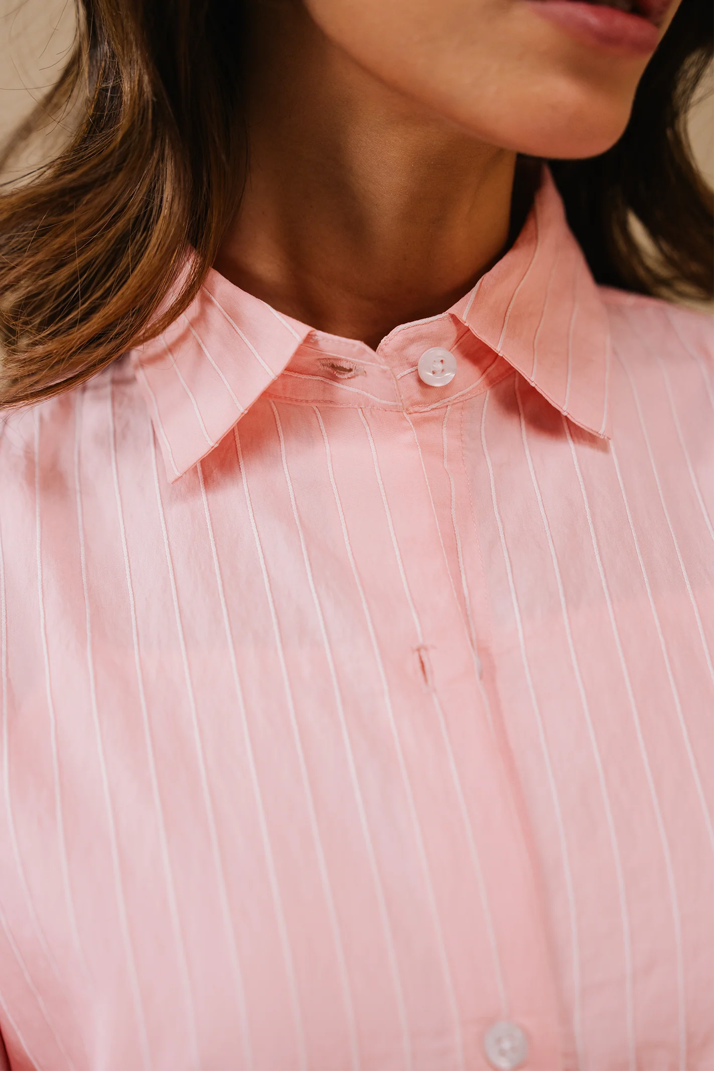 Stripe Button-down shirt - Pink and white stripe - Image 6