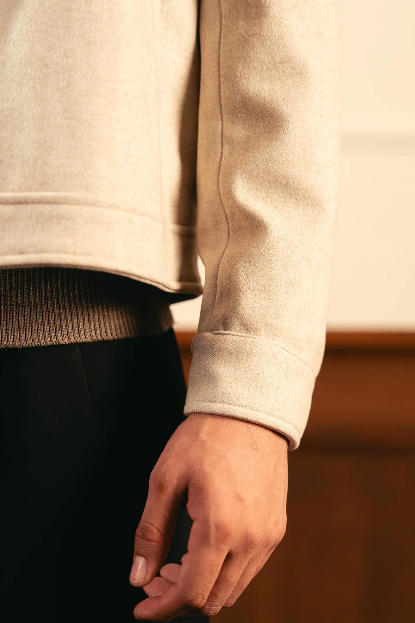 Tailored Herringbone Jacket – White - Image 5