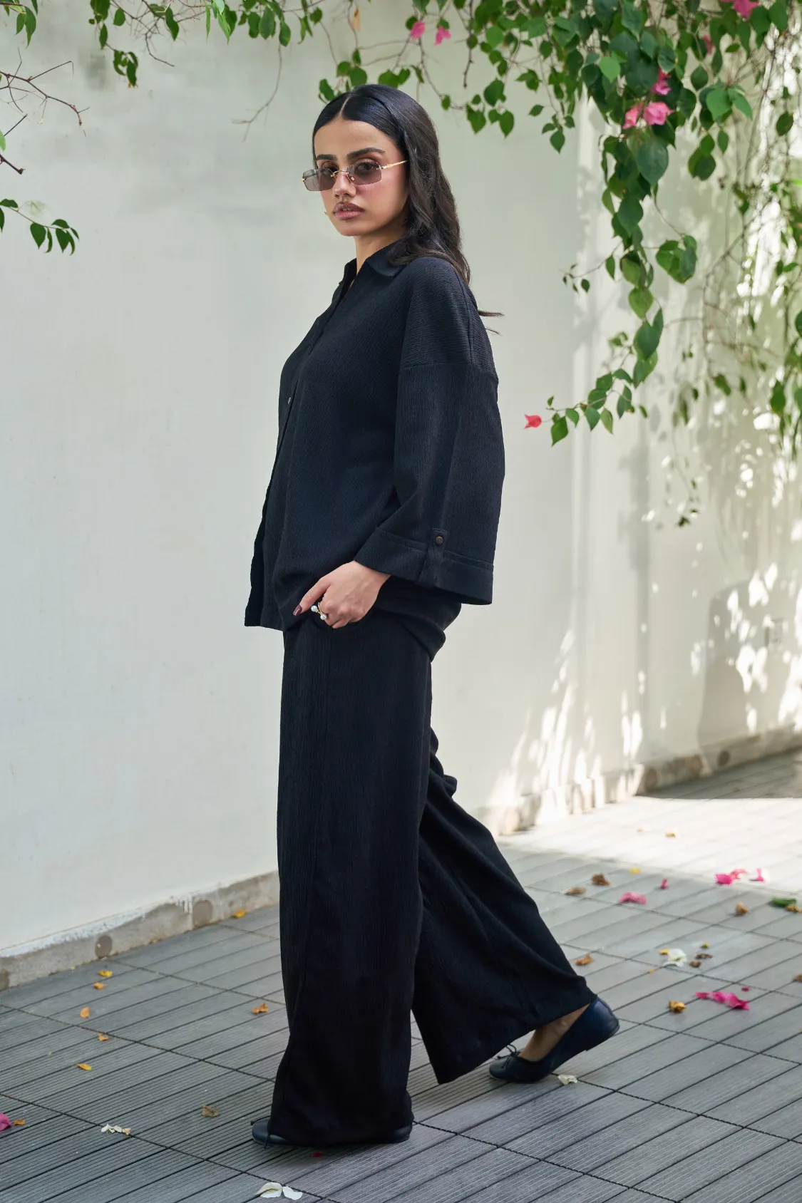 Textured Co-Ord Set - Black - Image 3