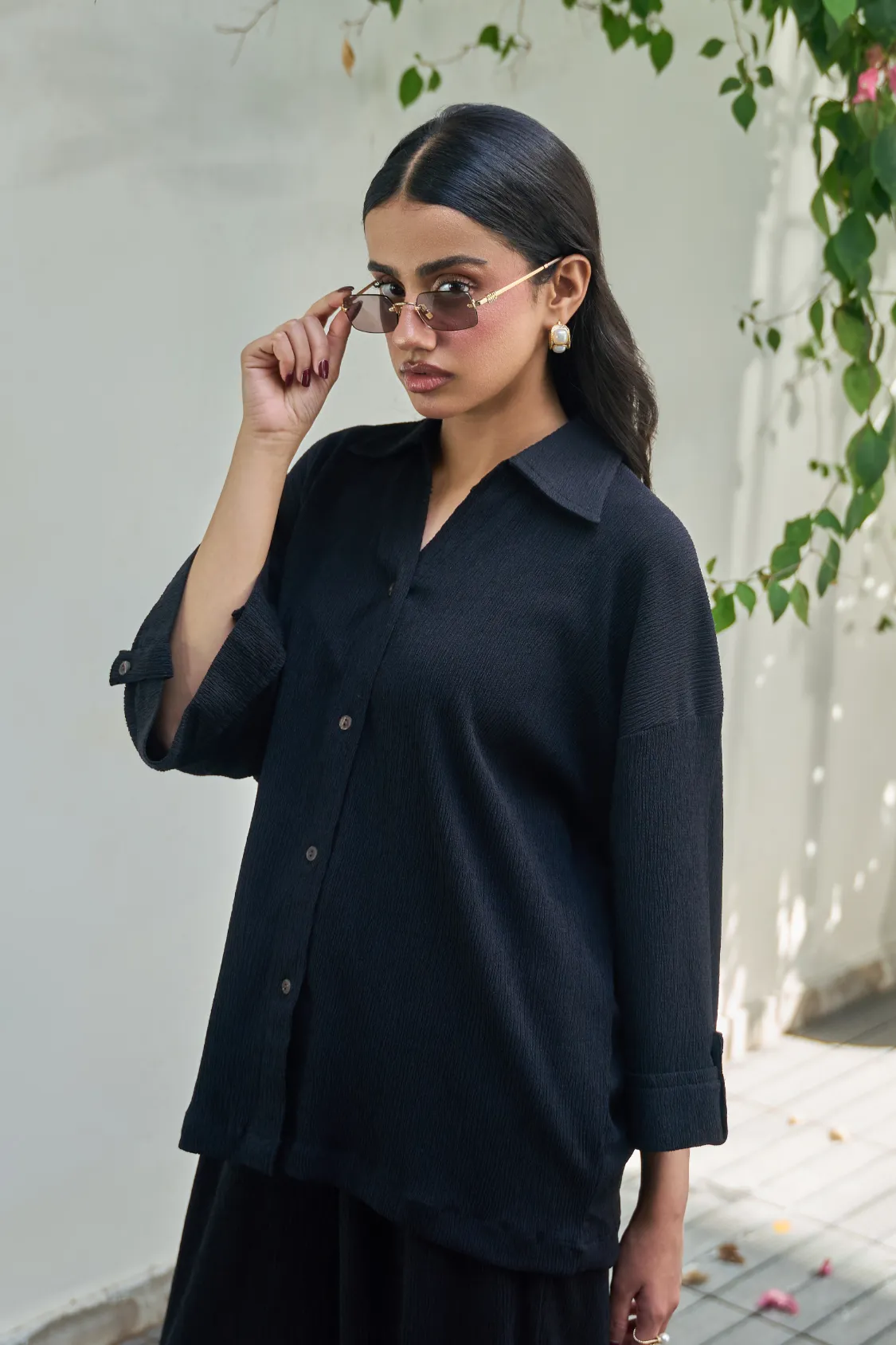 Textured Co-Ord Set - Black - Image 4