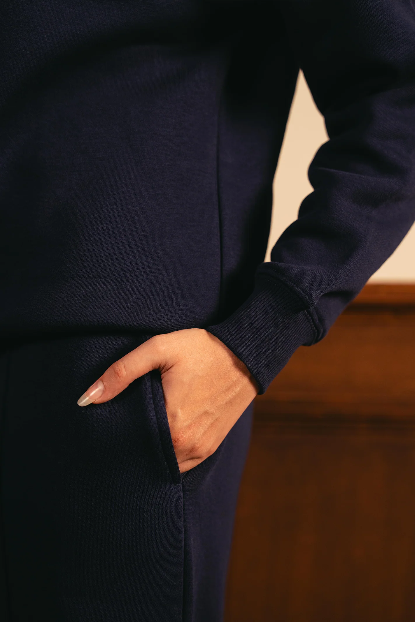 Women Classic Quarter Zip-up Sweatshirt - Navy Blue - Image 5